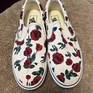 Red rose Vans, size 9. Worn once at wedding reception.